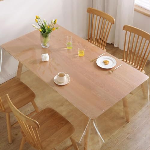 DASIAUTOEM Durchsichtige Tischdecke, Klarsicht Tischdecke Transparent 100x140cm, Meterware 0.18 mm Stark, Tischschutzfolie Fettdicht PVC Tischdecke Wasserdicht Abwaschbar Pflegeleich Tischfolie von DASIAUTOEM