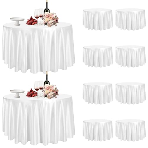 Rund Weiß Tischdecke, 10 Stück Weiße Tischdecke für Runde Tische, Durchmesser 213 cm, Waschbarer Polyester Stoff, Wasserdicht Tischdekoration für Hochzeit Party Restaurant Bankett Picknicks Rund Weiß Tischdecke, 10 Stück Weiße Tischdecke für Runde Tische, Durchmesser 213 cm, Waschbarer Polyester Stoff, Wasserdicht Tischdekoration für Hochzeit Party Restaurant Bankett Picknicks von DASIAUTOEM