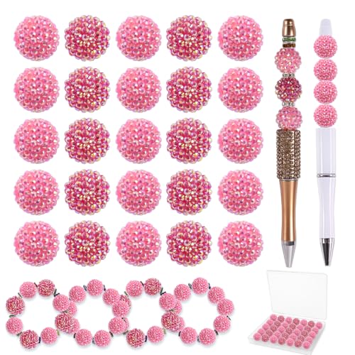 20 mm Perlen für Stifte – 50 Stück DIY Strassperlen für Perlenstifte – Abstandshalter für Perlenstift-Zubehör – Glitzer-Acryl-Bubblegum runde Bling Perle für Schlüsselanhänger – Focal Bead für von DASTTUIS