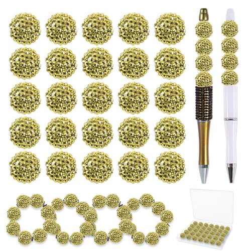 20 mm Perlen für Stifte – 50 Stück DIY Strassperlen für Perlenstifte – Abstandshalter für Perlenstift-Zubehör – Glitzer-Acryl-Bubblegum runde Bling Perle für Schlüsselanhänger – Focal Bead für von DASTTUIS