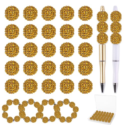 20 mm Perlen für Stifte – 50 Stück DIY Strassperlen für Perlenstifte – Abstandshalter für Perlenstift-Zubehör – Glitzer-Acryl-Bubblegum runde Bling Perle für Schlüsselanhänger – Focal Bead für von DASTTUIS