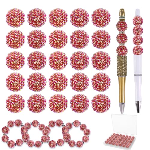 20 mm Perlen für Stifte – 50 Stück DIY Strassperlen für Perlenstifte – Abstandshalter für Perlenstiftzubehör – Glitzer-Acryl-Bubblegum runde Bling Perle für Schlüsselanhänger – Focal Bead für von DASTTUIS