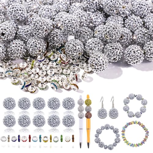 Glitzernde Discokugel-Strassperlen, 20 mm, Großpackung – Silberperlen für Schmuckherstellung, Stifte, DIY-Weihnachtsdekoration, 240 Stück Glitzernde Discokugel-Strassperlen, 20 mm, Großpackung – Silberperlen für Schmuckherstellung, Stifte, DIY-Weihnachtsdekoration, 240 Stück von DASTTUIS