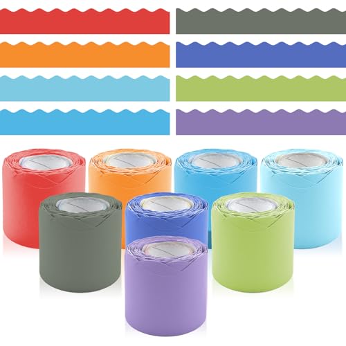 Pinnwand-Bordüren-Set, Dekoration für Büro, Schule, Klassenzimmer, Lehrer und Zuhause, zum Selbermachen, Poster und Geburtstagspartys, 8 Rollen, 700 m, ästhetische Farbe Pinnwand-Bordüren-Set, Dekoration für Büro, Schule, Klassenzimmer, Lehrer und Zuhause, zum Selbermachen, Poster und Geburtstagspartys, 8 Rollen, 700 m, ästhetische Farbe von DASTTUIS