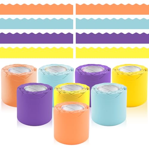Pinnwand-Bordüren-Set, Dekoration für Büro, Schule, Klassenzimmer, Lehrer und Zuhause, zum Selbermachen, Poster und Geburtstagspartys, 8 Rollen (lebhafte Farbe) von DASTTUIS