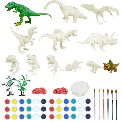 DATEFUN Dinosaurier Malset für Kinder - 64 Stück DIY Dinosaurier Mitgebsel Kindergeburtstag Gastgeschenke - Kleine Geschenke für Kinder - Kreative Geschenke für Jungen Mädchen von DATEFUN