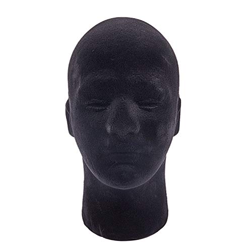 DATOZA Maennliche Schaum Mannequin Gliederpuppe Kopf Modell Peruecken Display Staender Schwarz von DATOZA