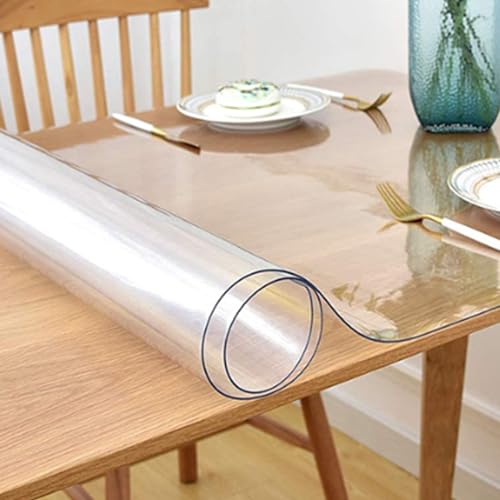 Tischdecke Transparent Schutzdecke Glasklar Durchsichtig Klarsichtfolie 3mm Stark, Durchsichtige Schutzfolie Hochglanz Folie für Tisch Glasklar aus PVC von DATOZA