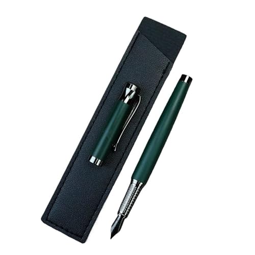 DAVNO Black Knight Füllfederhalter für Büro und Studium, 0,5 mm, F-Spitze, Metall-Kupfer-Stifthalter (ein grüner Stift) von DAVNO
