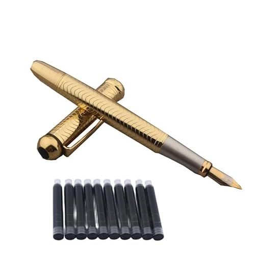 DAVNO Füllfederhalter aus Metall, klassische Linie, goldfarben, elegant, Signaturstift, Schule, Studenten, Büro, Geschenke, Schreibwaren, Stift (weiß) von DAVNO