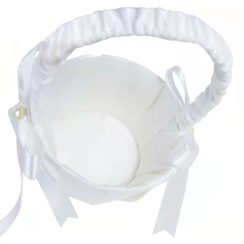 DAWCBVJQ 20 X13 Cm Streukörbchen Hochzeit Hochzeit Blumenmädchen Körbe Blumenkorb Hochzeit Körbchen Blumenkinder Blumenkörbchen Satin Blumenkörbe Blumenkinder Körbchen Schneespitze Blumenkorb von DAWCBVJQ