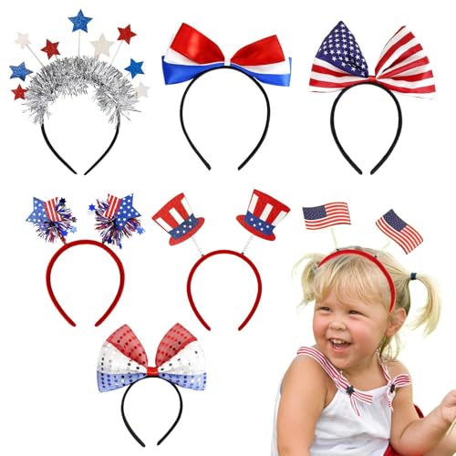 DAWCBVJQ 4. Juli Stirnband, patriotische Stirnbänder - Partyzubehör Stirnbänder | Set von 7 patriotischen Haarfängen für den 4. Juli Memorial Veterans Independence Day Parade, Party Gefälligkeiten DAWCBVJQ 4. Juli Stirnband, patriotische Stirnbänder - Partyzubehör Stirnbänder | Set von 7 patriotischen Haarfängen für den 4. Juli Memorial Veterans Independence Day Parade, Party Gefälligkeiten von DAWCBVJQ