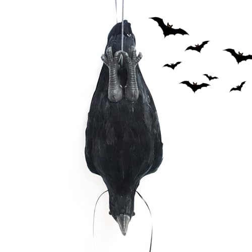 DAWCBVJQ Halloween Schwarze Krähen - Realistische Rabenattrappe Für Garten Deko | Gothic Deko Für Halloween Garten Terrasse Balkon Geisterhaus Maskenball von DAWCBVJQ