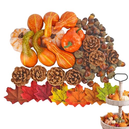 DAWCBVJQ Kleine Kürbis Deko | 166/180 Teile Erntedankfest Herbstdeko Set,Tischdekoration für Kränze Halloween Kamin Mantel Schreibtisch Küche Wohnzimmer von DAWCBVJQ