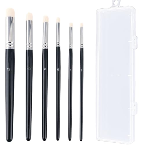 6 Drybrush Pinsel Set,Modellbau Pinsel,Borsten Aus Naturwolle Professioneller, Trockenpinseltechnik,Miniatur Pinsel für Feinmalerei und Kunstprojekte,Kommt mit Einer Aufbewahrungsbox (6) von DAWOOWF