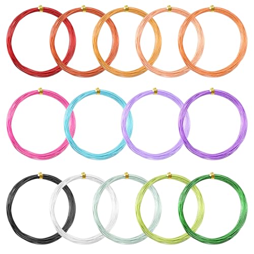 14 Rollen Aluminiumdraht Basteldraht 1 mm Mehrfarbiger Aluminium Handwerk Draht Flexibler Metalldraht Biegbar Basteldrähte für DIY Schmuck Modellen Skulpturen Kunsthandwerk(14 Farben) von DAWRIS
