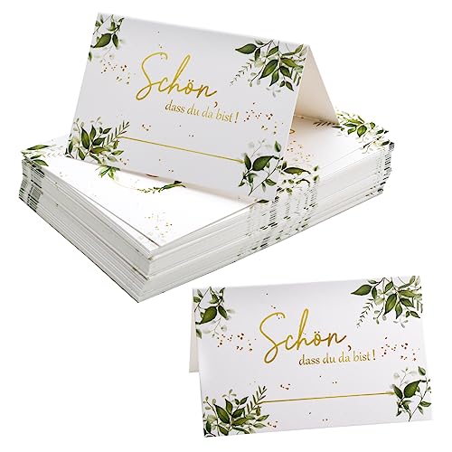 50 Stück Eukalyptus Tischkarten Premium Platzkarten für Geburtstag Hochzeit Konfirmation Kommunion, Namenskarten Namensschilder Hochzeit Tischkärtchen Sitzkarten mit Text "Schön Dass Du Da Bist" 50 Stück Eukalyptus Tischkarten Premium Platzkarten für Geburtstag Hochzeit Konfirmation Kommunion, Namenskarten Namensschilder Hochzeit Tischkärtchen Sitzkarten mit Text "Schön Dass Du Da Bist" von DAWRIS