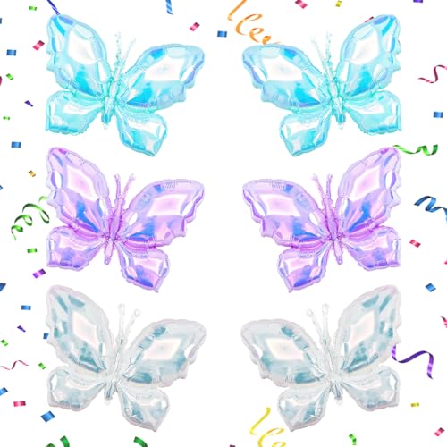 6 Stück Schmetterlingsballons, 99,1 cm, Schmetterling-Folie, Mylar-Ballons, weiß-blau-violett, Schmetterlings-Ballon, Feen-Ballons für Mädchen, Flügel-Ballon für Party, Hochzeit, 3, 4, 5, Geburtstag, 6 Stück Schmetterlingsballons, 99,1 cm, Schmetterling-Folie, Mylar-Ballons, weiß-blau-violett, Schmetterlings-Ballon, Feen-Ballons für Mädchen, Flügel-Ballon für Party, Hochzeit, 3, 4, 5, Geburtstag, von DAWRIS