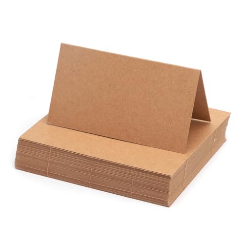 60 Stück Tischkarten Kraftpapier 9×10?cm – Blanko Platzkarten/Namenskarten zum Selbst Beschriften für Hochzeit, Geburtstag, Taufe, Feier von DAWRIS