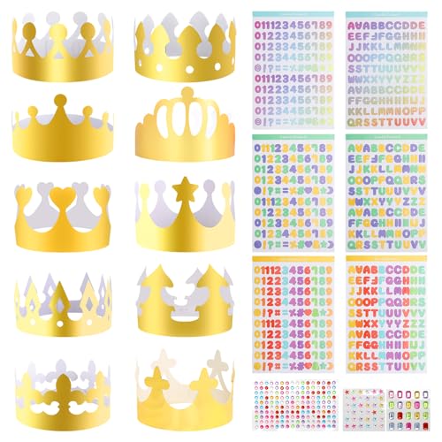 DAWRIS 10-teilige Krone, verstellbare DIY-Krone, kommt mit 9 Aufklebern, geeignet für Prinzessin und Königin Geburtstagsfeiern DAWRIS 10-teilige Krone, verstellbare DIY-Krone, kommt mit 9 Aufklebern, geeignet für Prinzessin und Königin Geburtstagsfeiern von DAWRIS