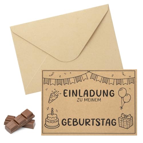 DAWRIS 15 Einladungskarten zum Kindergeburtstag Kraftpapier, Geburtstagseinladungen Partyeinladungen, 10 Umschläge Einladung Geburtstagsfeier Party Junge Mädchen Kinder von DAWRIS