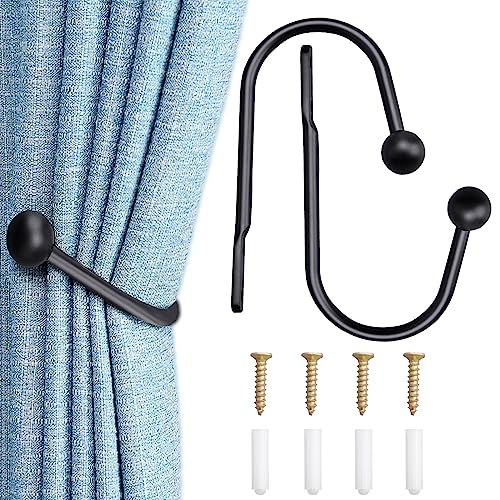 DAWRIS 2 Stück Raffhalter Gardinen Metall Vorhang Raffhalter Haken Dekorativer Wandmontage Raffhaken für Schlafzimmer Wohnzimmer Bäder Küchen Büros Esszimmer Cafés Zylindrischer Kopf Schwarz DAWRIS 2 Stück Raffhalter Gardinen Metall Vorhang Raffhalter Haken Dekorativer Wandmontage Raffhaken für Schlafzimmer Wohnzimmer Bäder Küchen Büros Esszimmer Cafés Zylindrischer Kopf Schwarz von DAWRIS