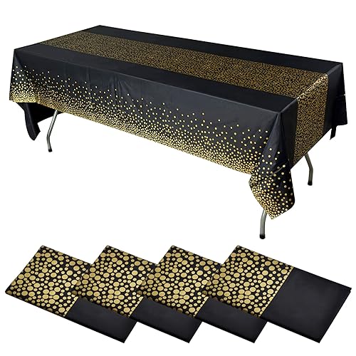 DAWRIS 4 Stück Schwarz Gold Party Tischdecke Bierbank Tischdecke Einweg Rechteck Gold Dot Wasserdicht Confetti Tischdecke für Geburtstag Hochzeit Jahrestag Weihnachten Abschlussfeier Cocktail Party DAWRIS 4 Stück Schwarz Gold Party Tischdecke Bierbank Tischdecke Einweg Rechteck Gold Dot Wasserdicht Confetti Tischdecke für Geburtstag Hochzeit Jahrestag Weihnachten Abschlussfeier Cocktail Party von DAWRIS