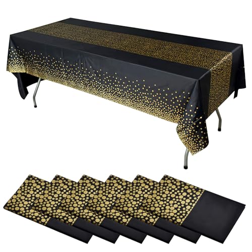 DAWRIS 6 Stück Schwarz Gold Party Tischdecke Bierbank Tischdecke Einweg Rechteck Gold Dot Wasserdicht Confetti Tischdecke für Geburtstag Hochzeit Jahrestag Weihnachten Abschlussfeier Cocktail Party DAWRIS 6 Stück Schwarz Gold Party Tischdecke Bierbank Tischdecke Einweg Rechteck Gold Dot Wasserdicht Confetti Tischdecke für Geburtstag Hochzeit Jahrestag Weihnachten Abschlussfeier Cocktail Party von DAWRIS