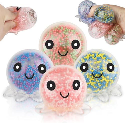 DAWRIS 6 Stück Stressball Octopus Leuchtendes,Squishy Anti Stress Bälle,Antistressball Spielzeug Kinder und Erwachsene,Fidget Toy für ADHS,Partytüten Füllstoff Stressabbau Spielzeug für Weihnachten von DAWRIS