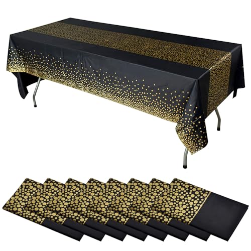 DAWRIS 8 Stück Schwarz Gold Party Tischdecke Bierbank Tischdecke Einweg Rechteck Gold Dot Wasserdicht Confetti Tischdecke für Geburtstag Hochzeit Jahrestag Weihnachten Abschlussfeier Cocktail Party DAWRIS 8 Stück Schwarz Gold Party Tischdecke Bierbank Tischdecke Einweg Rechteck Gold Dot Wasserdicht Confetti Tischdecke für Geburtstag Hochzeit Jahrestag Weihnachten Abschlussfeier Cocktail Party von DAWRIS