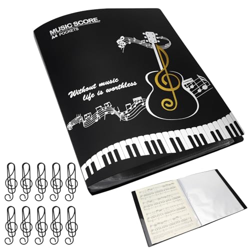 DAWRIS A4 80 Fächer/160 Seiten Notenmappe, Notenblätter A4 Ringbuchordner A4 Schmal Mappe mit Klarsichthüllen A4 Ringmappe A4 Chormappe Schwarz Notenmappe A4 Notenblock, Notenmappe für Notenblätter DAWRIS A4 80 Fächer/160 Seiten Notenmappe, Notenblätter A4 Ringbuchordner A4 Schmal Mappe mit Klarsichthüllen A4 Ringmappe A4 Chormappe Schwarz Notenmappe A4 Notenblock, Notenmappe für Notenblätter von DAWRIS