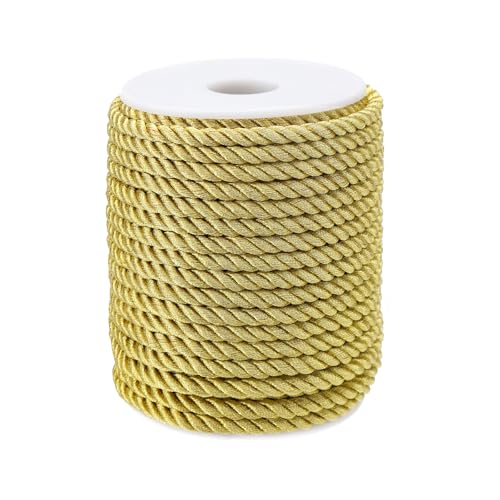 Dekorative Twisted-Schnur, 6mm 3-Lagiges Twisted Polyester-Schnurseil Golden Craft Nylon Seil Dekoratives Seil Für Wohnkultur, Schmuck Herstellung, Ehrenschnur, Weihnachtstasche Kordeln Dekorative Twisted-Schnur, 6mm 3-Lagiges Twisted Polyester-Schnurseil Golden Craft Nylon Seil Dekoratives Seil Für Wohnkultur, Schmuck Herstellung, Ehrenschnur, Weihnachtstasche Kordeln von DAWRIS