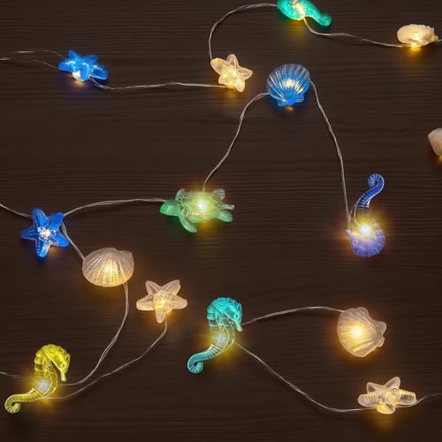 LED Lichterkette Batterie mit Timer – 3M 30 LED Muschel Lichter für Kinderzimmer, Maritime Deko Meerestiere für Strand, Bad, Party, Hochzeit, Weihnachten, Balkon & Schlafzimmer von DAWRIS