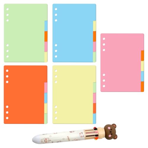 Ordner Trennblätter, 25 Blätter/5 Sätze Trennblätter A5, 6 Löcher Seitentrenner Notizbuch Trennblätter A5 Index Teiler, für Loseblatt Notizbuch, Personal Organizer, Ringbucheinlagen Ordner Trennblätter, 25 Blätter/5 Sätze Trennblätter A5, 6 Löcher Seitentrenner Notizbuch Trennblätter A5 Index Teiler, für Loseblatt Notizbuch, Personal Organizer, Ringbucheinlagen von DAWRIS