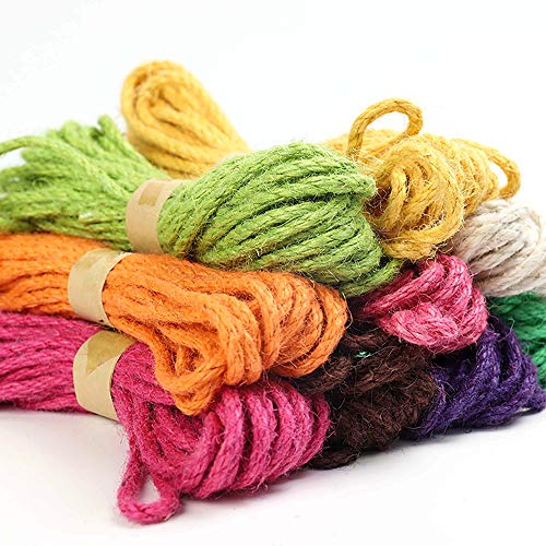 DAXINYANG 10 Rollen 6 mm x 10 m buntes geflochtenes Hanfseil, farbige Hanfseil, Jute-Schnur, Hochzeitsdekoration, Rattan-Geschenk-Bouquet, Verpackungsseil. DAXINYANG 10 Rollen 6 mm x 10 m buntes geflochtenes Hanfseil, farbige Hanfseil, Jute-Schnur, Hochzeitsdekoration, Rattan-Geschenk-Bouquet, Verpackungsseil. von DAXINYANG