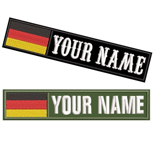 2pcs Personalisierte Deutschland Flagge Patch, Angepasst gestickte militärische Namen Patches, moralische taktische Flagge Aufnäher Namensabzeichen für Weste Rucksack Jacken (Rechteck) von DAYAWAN