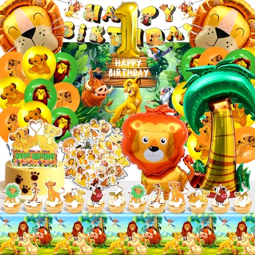 Löwen Geburtstagsdeko 1 Jahr, Löwen Deko, Ballon, Geburtstags Banner, Tortendeko, Aufkleber, Geeignet für Kindergeburtstage und Mottoparty Dekorationen von DAYCHOW