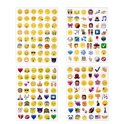 DAYKET Emotion Sticker,12 Blätter Happy Face Sticker,Emoticon Aufkleber für Kinder Notebook Dekoration (1.6CM) von DAYKET