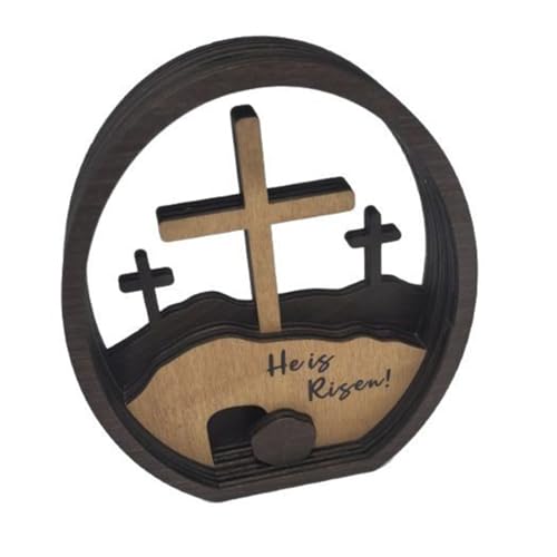 DAYLIGHE Osternkreuze Und Leere Grabregenszene Szene Holzdekorationstisch Schild Für Festives Home Display Ornament Geschenk DAYLIGHE Osternkreuze Und Leere Grabregenszene Szene Holzdekorationstisch Schild Für Festives Home Display Ornament Geschenk von DAYLIGHE