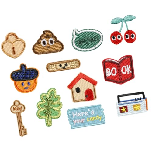 12 Stück Bügelbilder für Bücher, Kleidung, Obst, Reparaturflicken, Radio-Stickerei-Flicken für Taschen, Jeans, Dekoration 12 Stück Bügelbilder für Bücher, Kleidung, Obst, Reparaturflicken, Radio-Stickerei-Flicken für Taschen, Jeans, Dekoration von DAYnagh
