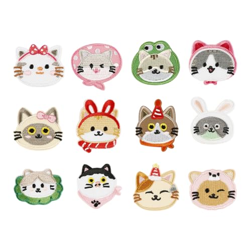 12 Stück bestickte Aufnäher mit Kätzchen-Motiv, Cartoon-Katzen, zum Aufbügeln oder Aufnähen für Kleidung 12 Stück bestickte Aufnäher mit Kätzchen-Motiv, Cartoon-Katzen, zum Aufbügeln oder Aufnähen für Kleidung von DAYnagh