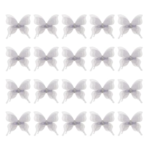 20 Stück Stickerei-Schmetterling-Applikationen zum Aufnähen, Basteln, Hochzeitskleid, Kleidung, Dekoration, Haar-Accessoires, Basteln, Schmetterling-Flicken von DAYnagh