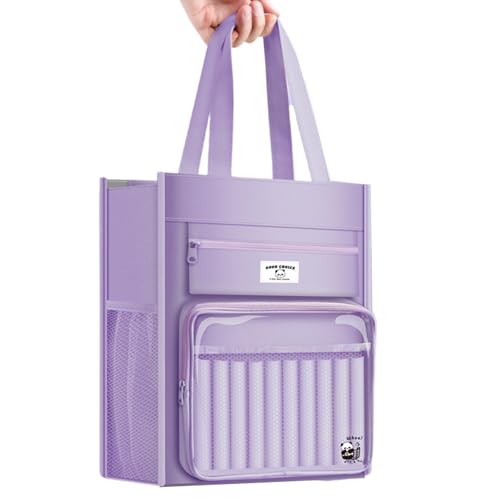 Buch-Organizer aus Segeltuch, 8 Fächer, für Studenten, Lehrer, Kunsthandwerk, Organizer, Schultergurt von DAYnagh