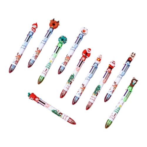 DAYnagh 10 Stück Kugelschreiber, 6 in 1, mehrfarbig, 6 Farben, einziehbar, mit Weihnachtsmotiv, Geschenk für Studenten, Bürobedarf DAYnagh 10 Stück Kugelschreiber, 6 in 1, mehrfarbig, 6 Farben, einziehbar, mit Weihnachtsmotiv, Geschenk für Studenten, Bürobedarf von DAYnagh