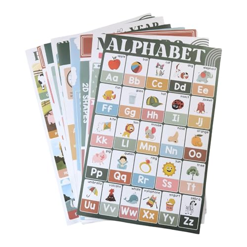 DAYnagh 18PCS English Educational Poster Klebstoff Wanddiagramme Mit Interaktivem Aufkleberdesign Für Kleinkind Vorschulklassen Klassenzimmer Klebstoff Englisch Lernwandabziehal von DAYnagh