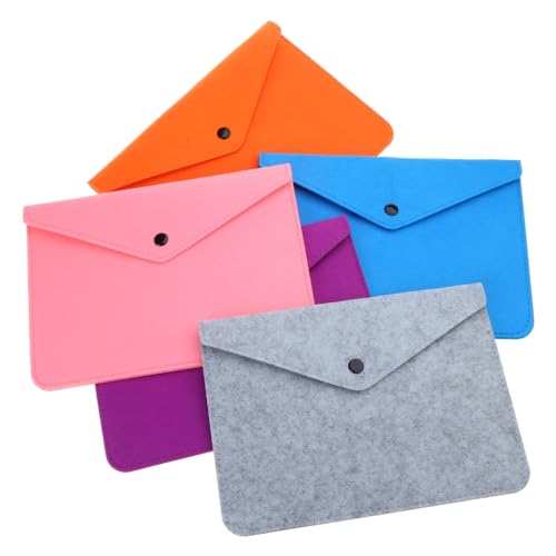 DAYnagh 5 Stück Faltbare Filz-Dokumententaschen, A5, 24 x 15 cm, Multi, 25 Blatt Kapazität, 1/2 Schnitt, Oberseite DAYnagh 5 Stück Faltbare Filz-Dokumententaschen, A5, 24 x 15 cm, Multi, 25 Blatt Kapazität, 1/2 Schnitt, Oberseite von DAYnagh