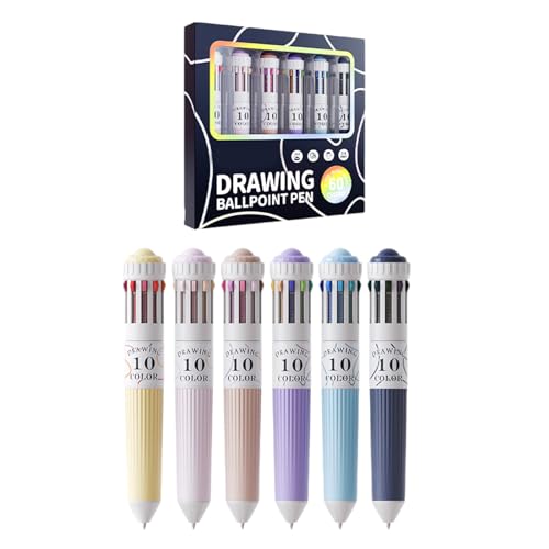 DAYnagh Mehrfarbige Kugelschreiber, 10 Farben, 0,8 mm Spitze, für Farbkodierung, Schreiben, Zeichnen, Journaling, 6 Stück DAYnagh Mehrfarbige Kugelschreiber, 10 Farben, 0,8 mm Spitze, für Farbkodierung, Schreiben, Zeichnen, Journaling, 6 Stück von DAYnagh