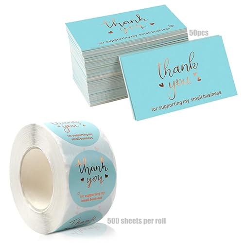 Dankesaufkleber, 500 Stück, 3,8 cm Durchmesser, individuelle runde Etiketten mit 4 Designs und Dankeskarten, 50 Stück, 5,1 x 8,9 cm, für My Small Visitenkarten für Geschäfte, Boutiquen, Einzelhändler Dankesaufkleber, 500 Stück, 3,8 cm Durchmesser, individuelle runde Etiketten mit 4 Designs und Dankeskarten, 50 Stück, 5,1 x 8,9 cm, für My Small Visitenkarten für Geschäfte, Boutiquen, Einzelhändler von DAYnagh
