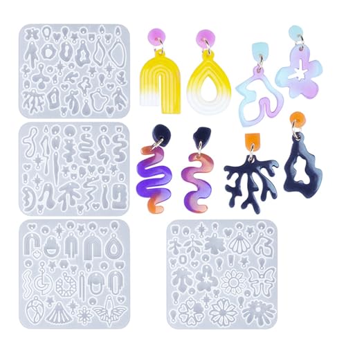 Geometrische unregelmäßige Silikon-Ohrringformen, Ohrringe, Anhänger, Epoxidharz, Schmuck, Bastelzubehör, 4 Stück Geometrische unregelmäßige Silikon-Ohrringformen, Ohrringe, Anhänger, Epoxidharz, Schmuck, Bastelzubehör, 4 Stück von DAYnagh