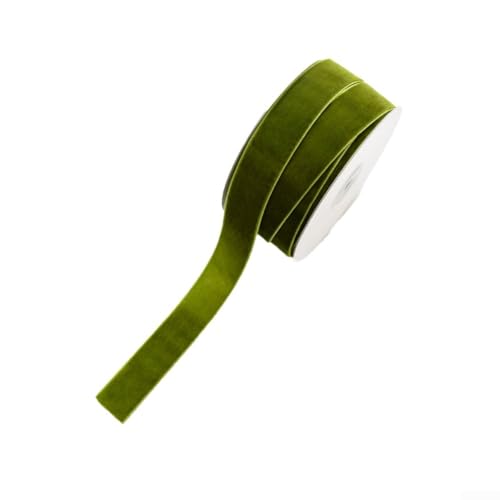 Ästhetisches Samtband, 10 m, perfekt geeignet für verschiedene dekorative Zwecke (2,5 cm, Hellgrün) von DAZZLEEX